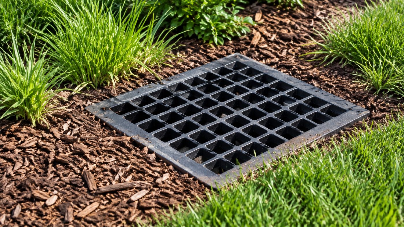 Catch basin in lawn