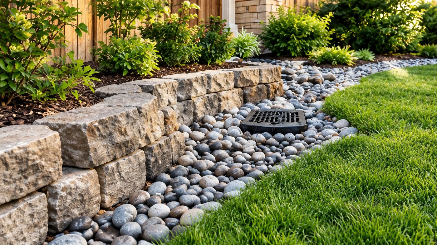 Stone wall drainage installation