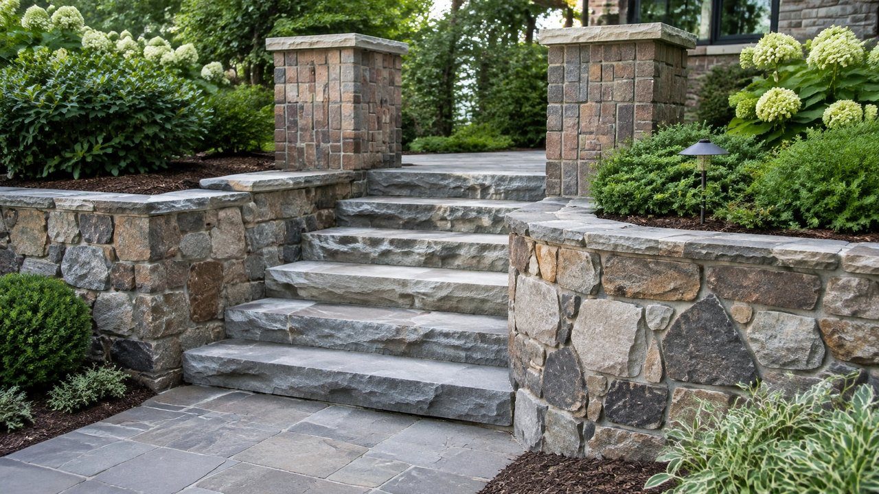 Hardscaping stone steps