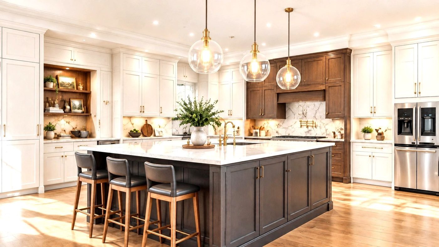Warm luxury kitchen remodel by RFD Construction