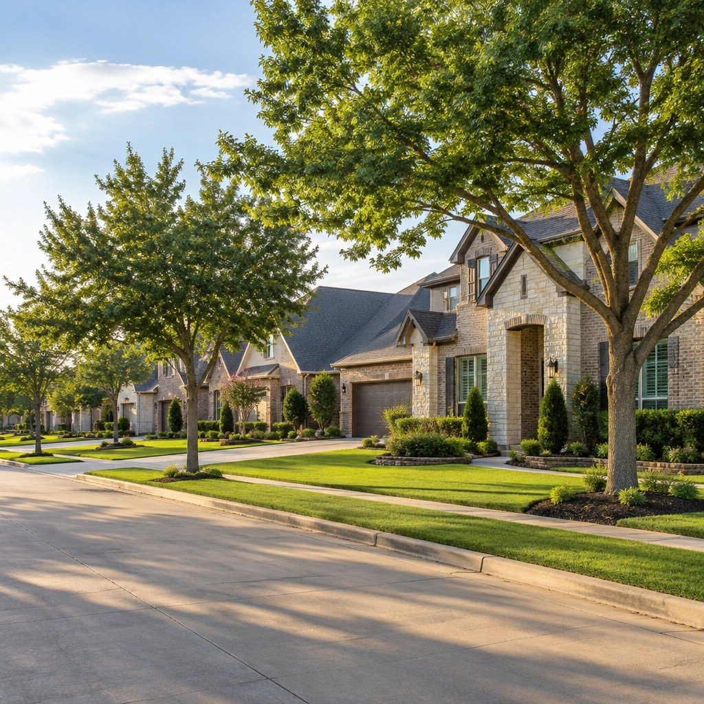 Residential street in Allen Texas